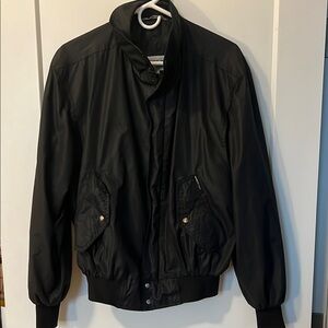 Members Only Black Bomber Windbreaker with Ribbed Collar